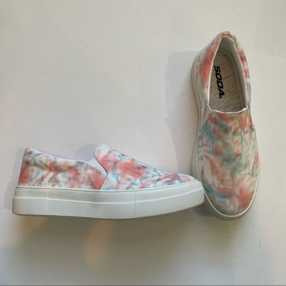 Coral tie dye platform slip on sneakers soda hike - Picture 4 of 6